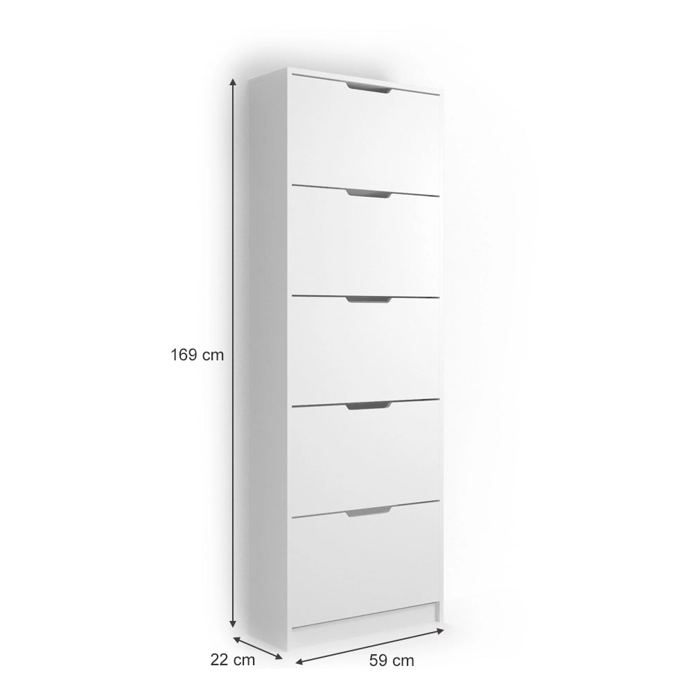 Vicco Scarpiera da ingresso Bianco 22 x 169 cm 5 scomparti