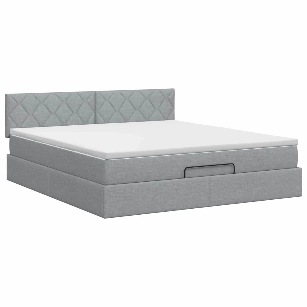 Letto ottomano con materasso Grigio Chiaro 140 x 200 cm Tessuto 3456413