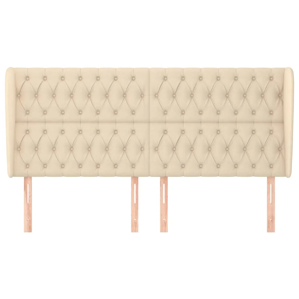Testiera | Testata ad Orecchio Crema 183x23x118/128 cm in Tessuto
