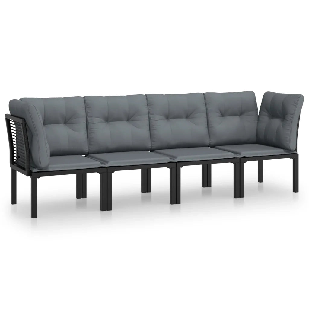Set Salotto da Giardino 4 pz Nero e Grigio in Polyrattancod mxl 125114