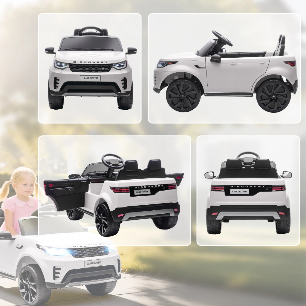 Macchina Elettrica per Bambini Licenza Ufficiale Land Rover Discovery 12V con Telecomando Bianco