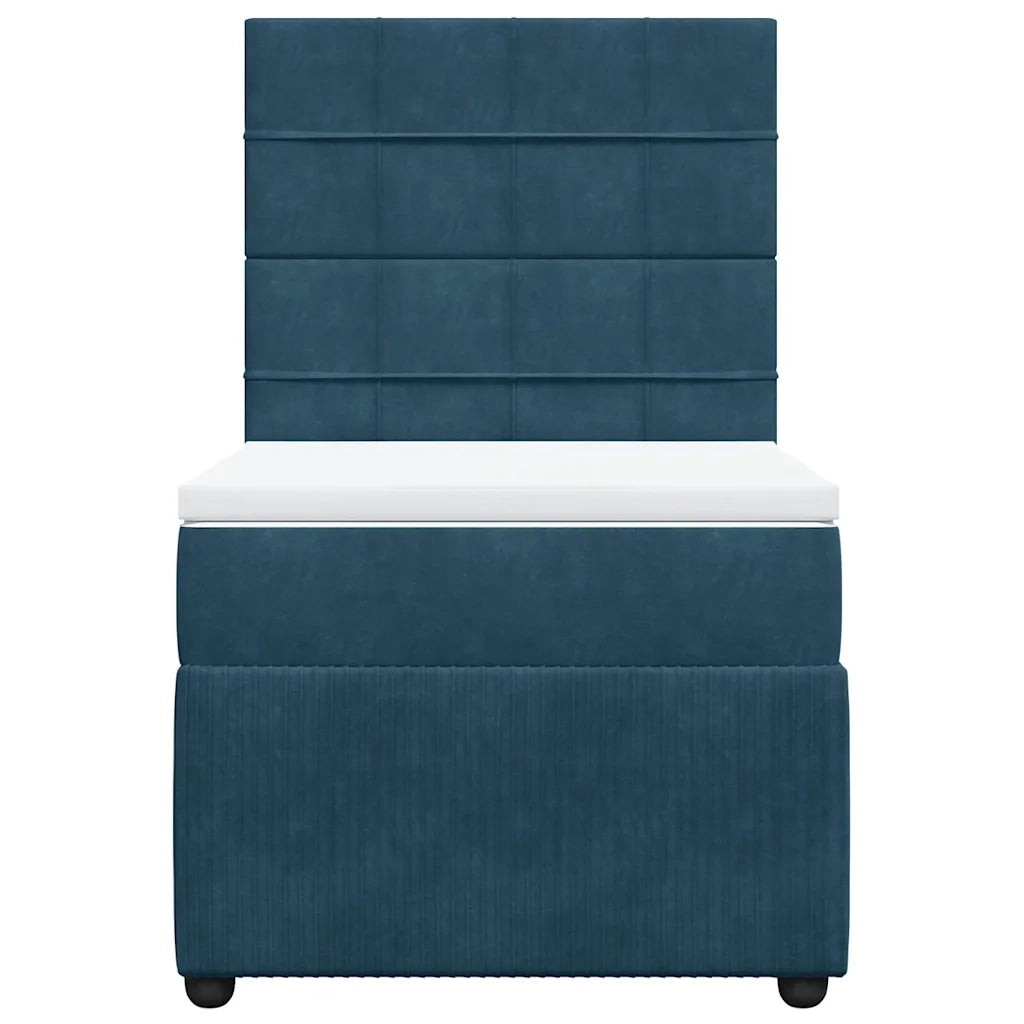 vidaXL Giroletto a Molle con Materasso Blu 90x190 cm in Velluto