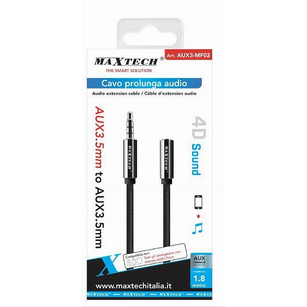 Trade Shop - Cavo Audio Jack Aux 3,5 Mm Da Maschio A Femmina Am/af 1.8 Mt Prolunga Aux3-mf02 -