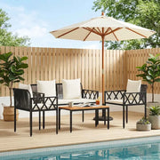 Set Mobili da Esterno 4 pcs Nero e Bianco Crema polyrattan 42025342