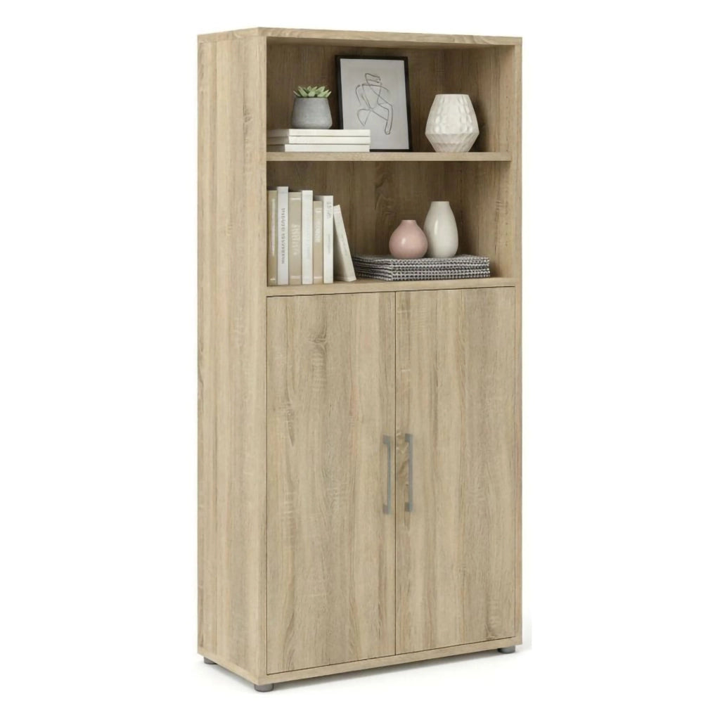 Credenza Saotome, Buffet da soggiorno, Madia da salotto, Dispensa da cucina, 89x40 h186 cm, Quercia