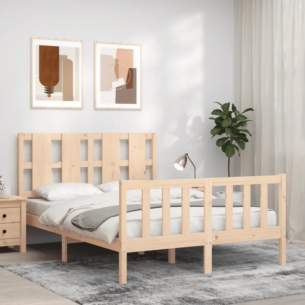 Letto senza Materasso-Struttura Letto 140x190 cm in Legno Massello di Pino 517566