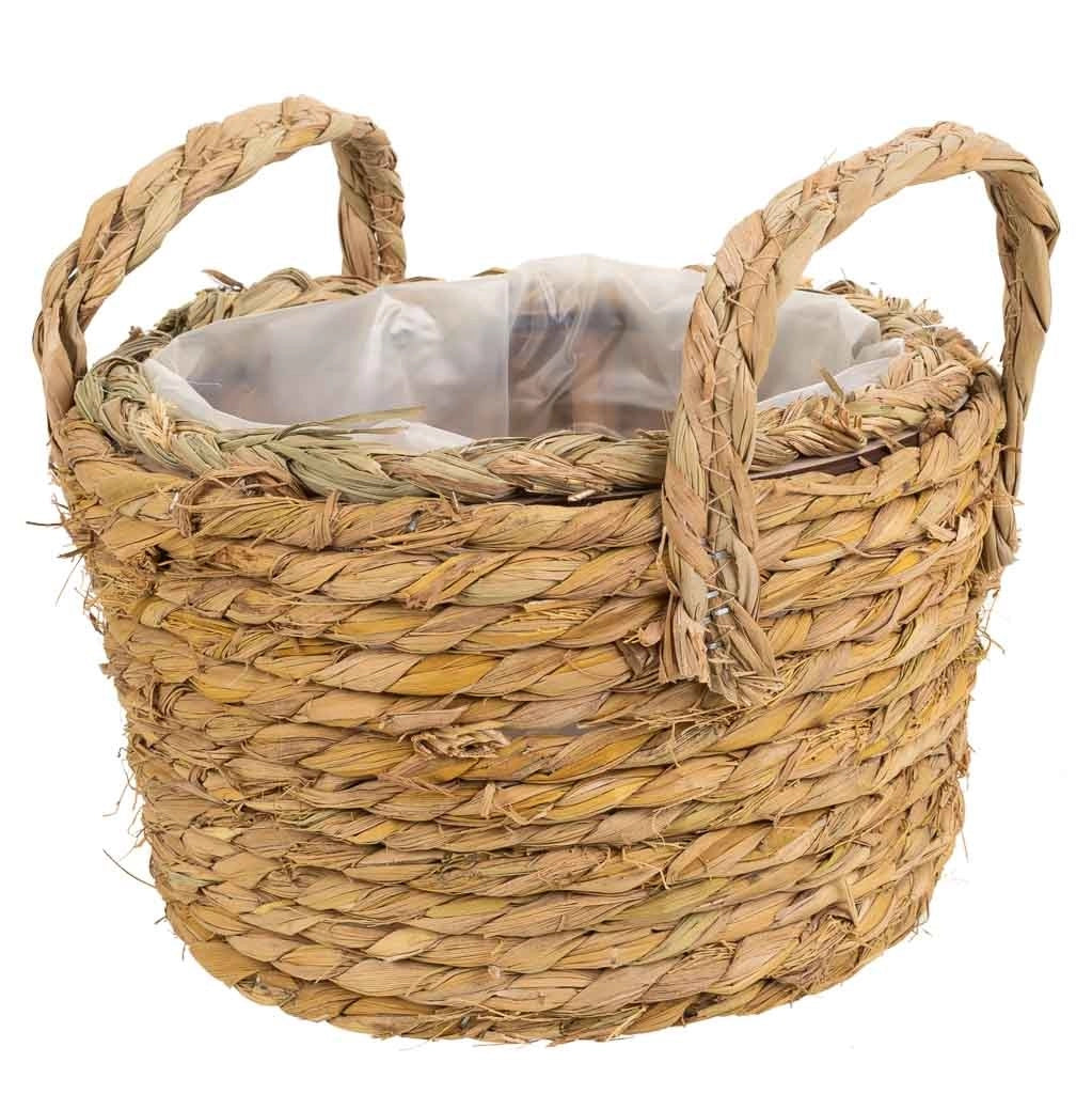 Cesto in corda intrecciata marrone d21x13h