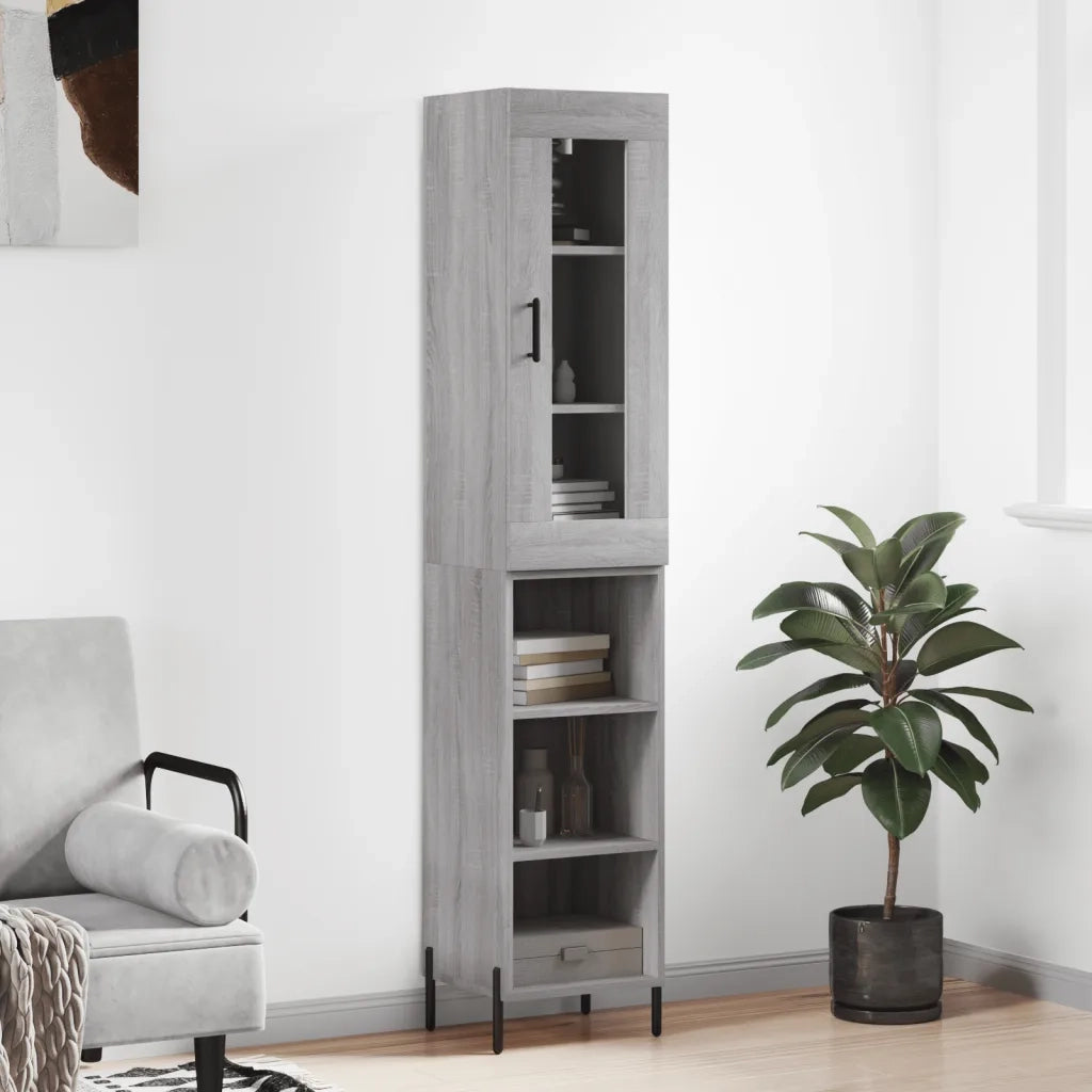 Credenza-Buffet-Armadio da cucina Grigio Sonoma 34,5x34x180 cm in Legno Multistrato 161323