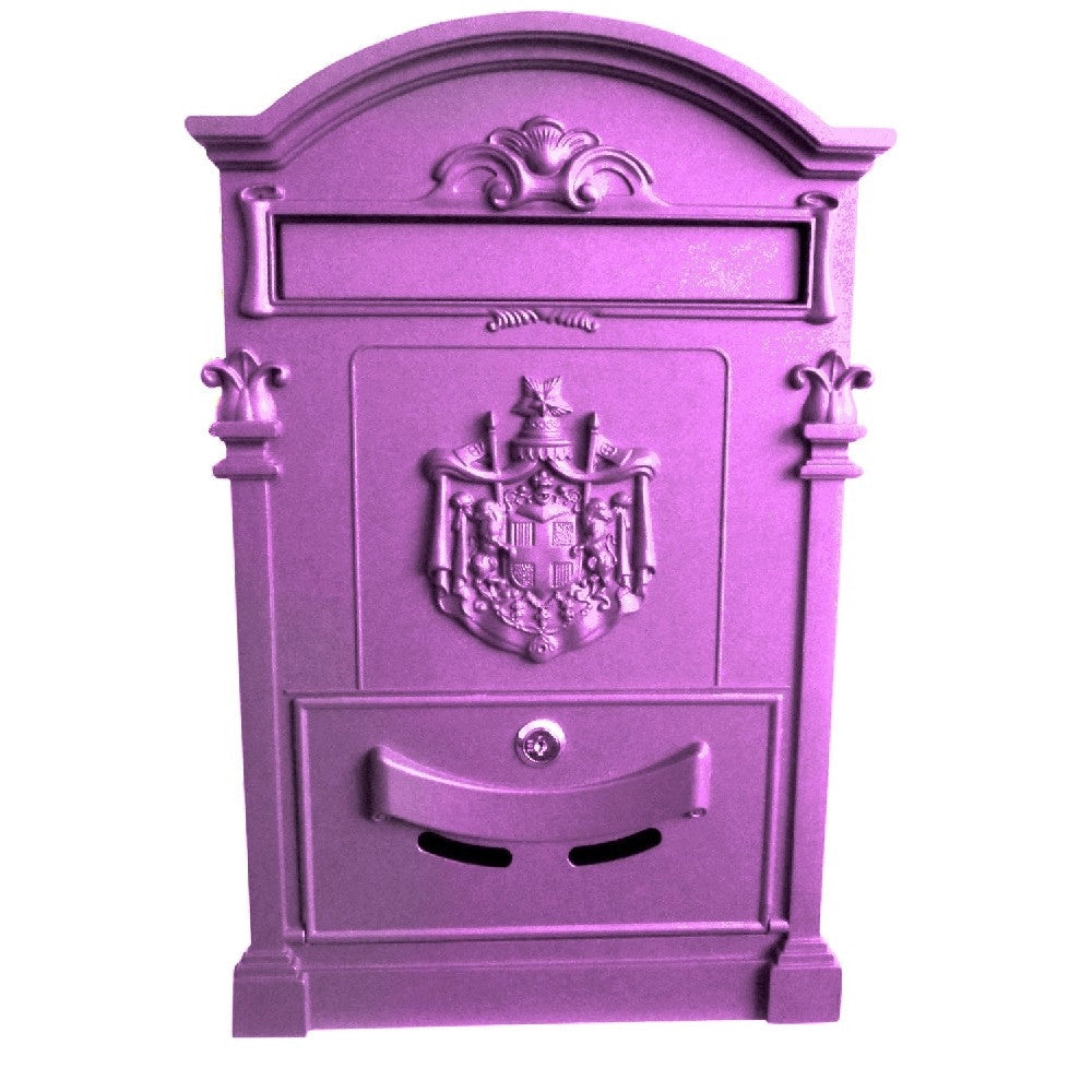 Trade Shop - Cassetta Postale Buca Lettere In Stile Antico Classico In Alluminio Verniciato - Viola