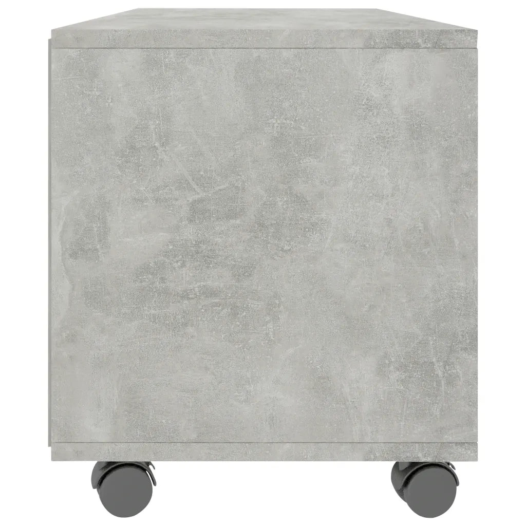 Mobile TV con Ruote Grigio Cemento 90x35x35 cm in Multistrato 800184