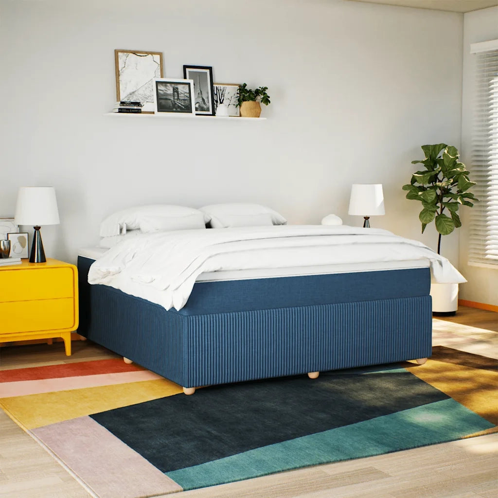 vidaXL Giroletto a Molle con Materasso Blu 180x200 cm in Tessuto