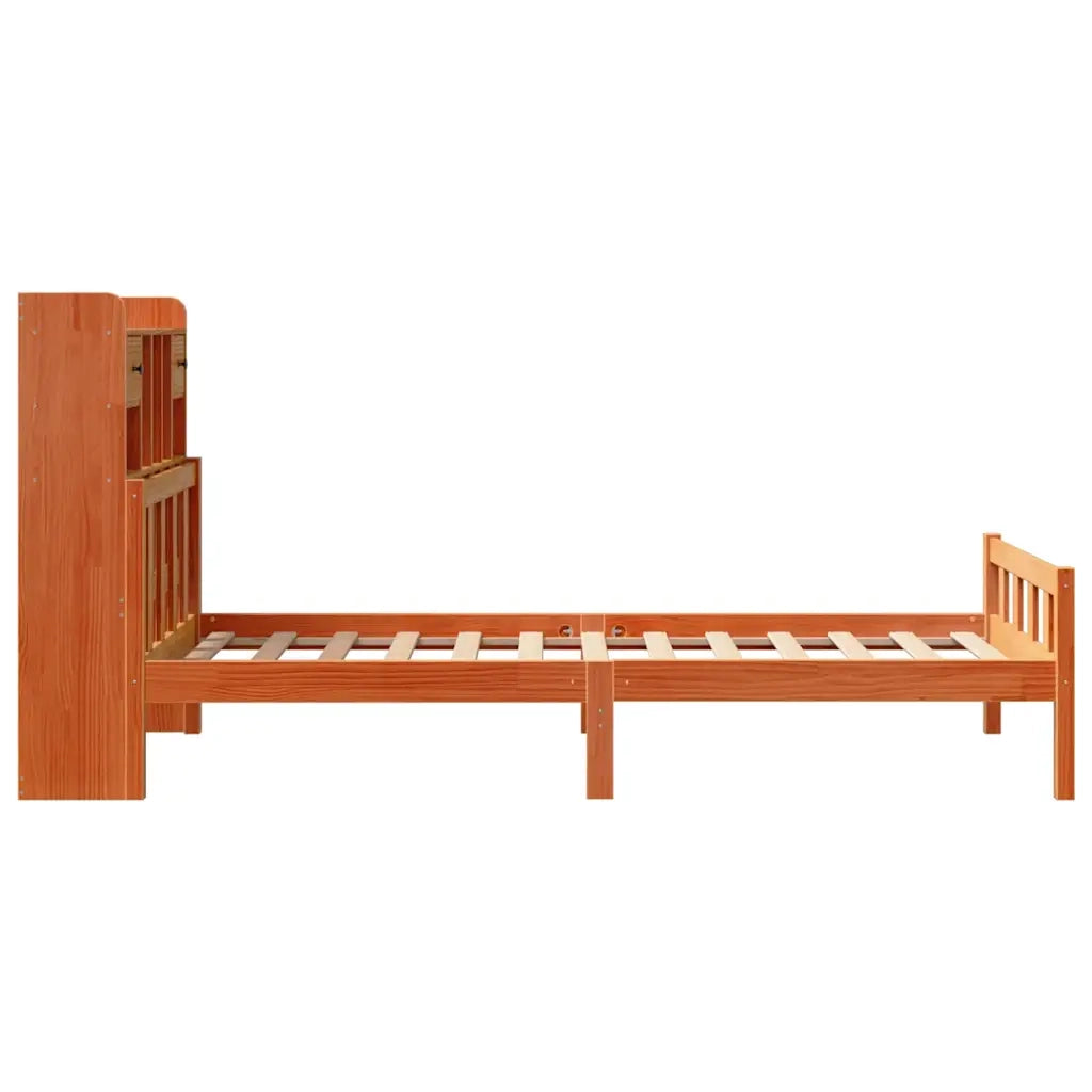 Letto Libreria senza Materasso Marrone Cera 75x190 cm in Pino 3322182