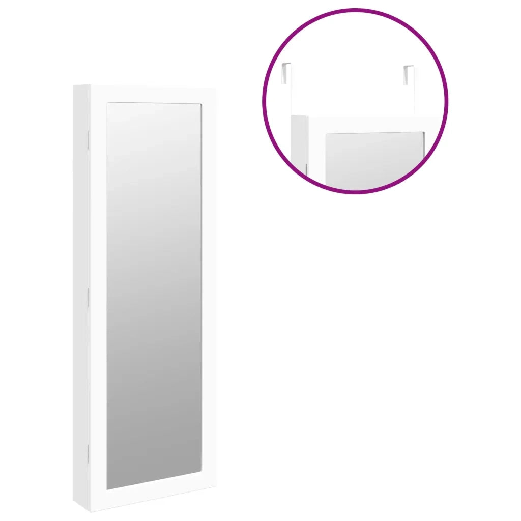 Armadio Portagioie a Specchio con Luci LED a Parete-Specchiera Portagioie con LED Bianco 204044