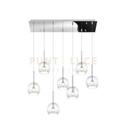 SOSP. CROMO RETTANGOLARE 7 LUCI VETRI TUTTI PICCOLO TRASPARENTE 1155CR-S7 RP-TR