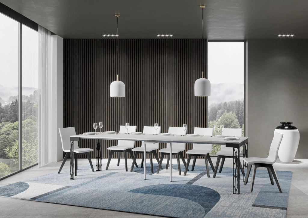 Consolle Allungabile 90-300x40x77 cm in Nobilitato Bianco