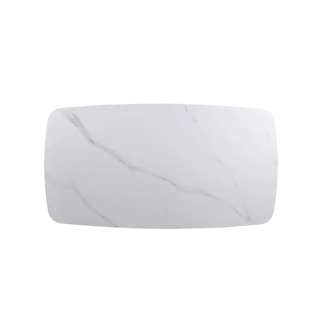 Tavolino basso ARVENA – Tavolino basso rettangolare 130x70 cm – Pietra bianca & metallo – Design moderno di alta gamma