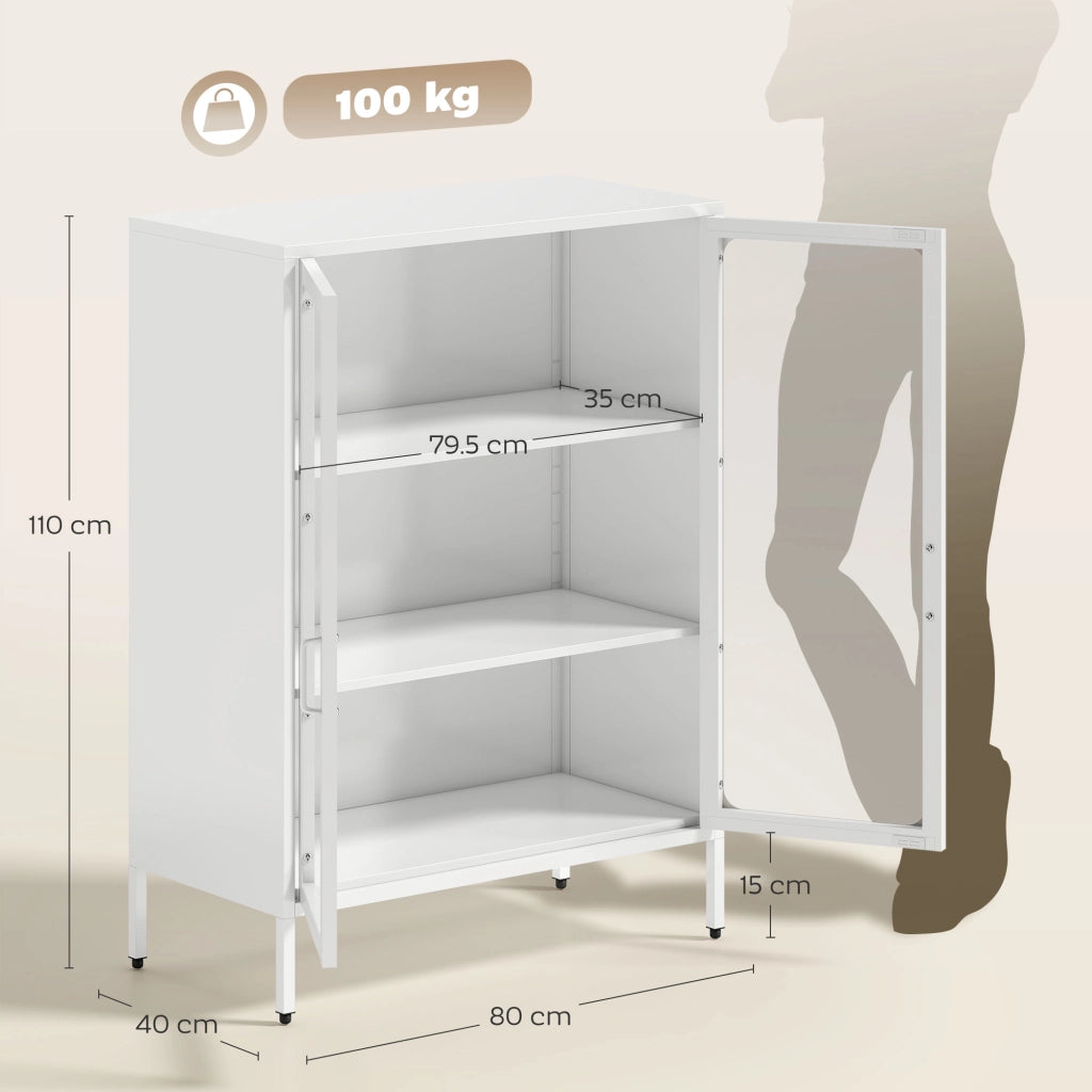 Scrivania con cassetti e scaffale ¨C zephmum ¨C Bianco, Acciaio, 80x40x110 cm