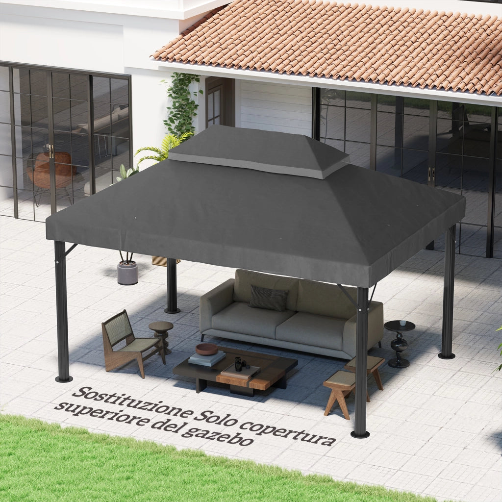 Copertura per Gazebo da Giardino 3x4 m ¨C zephmum ¨C Grigio Scuro, Tessuto Oxford 600D