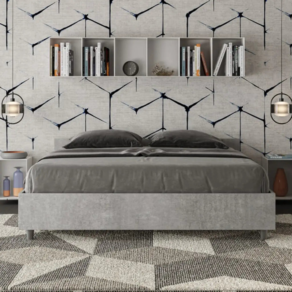 Letto matrimoniale contenitore 160x200 cemento Nuamo