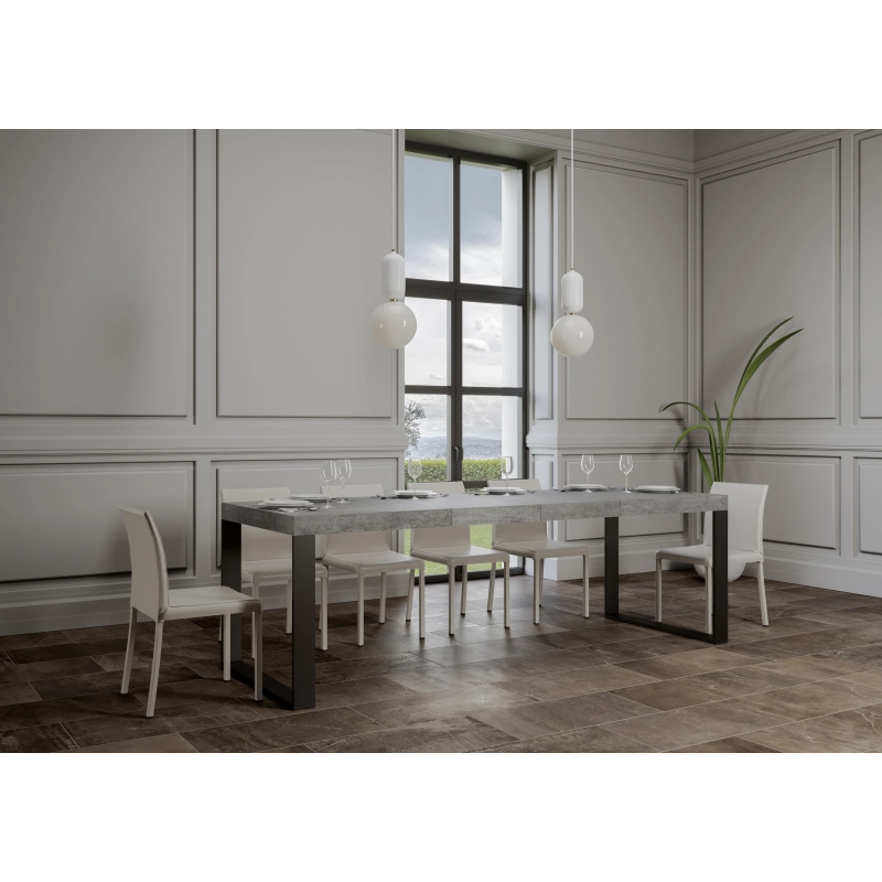 Tavolo allungabile 90x160/264 cm Tecno Premium telaio Antracite - Cemento