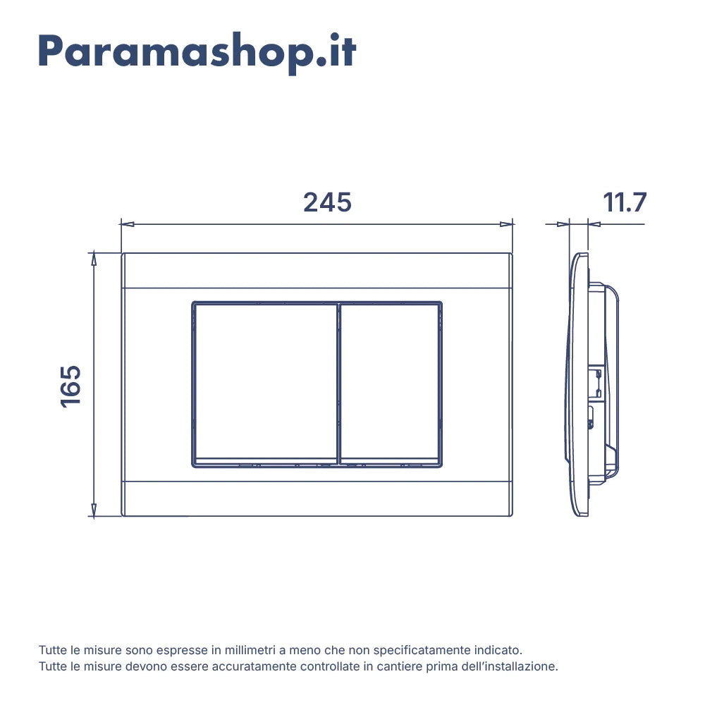 Placca di scarico doppio tasto in ABS cromato
