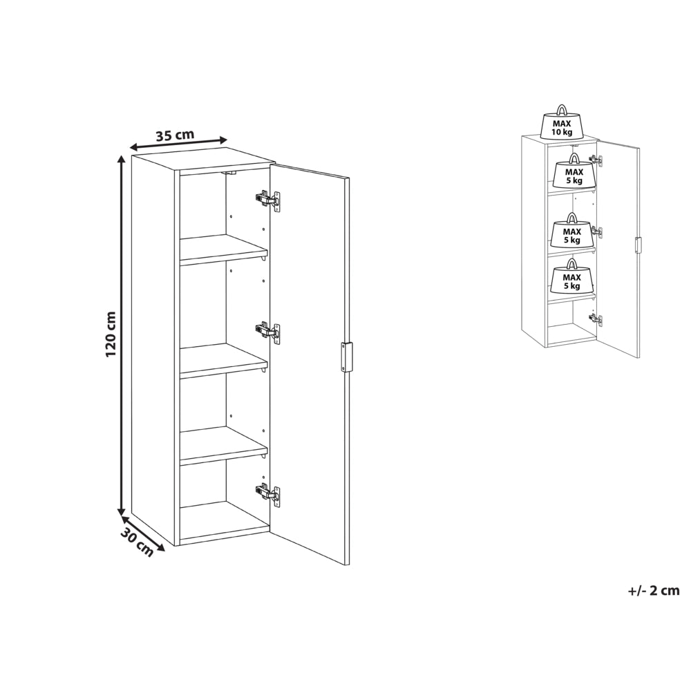 Mobile da bagno sospeso con struttura in MDF beige, 4 ripiani, frontali scanalati, stile glamour