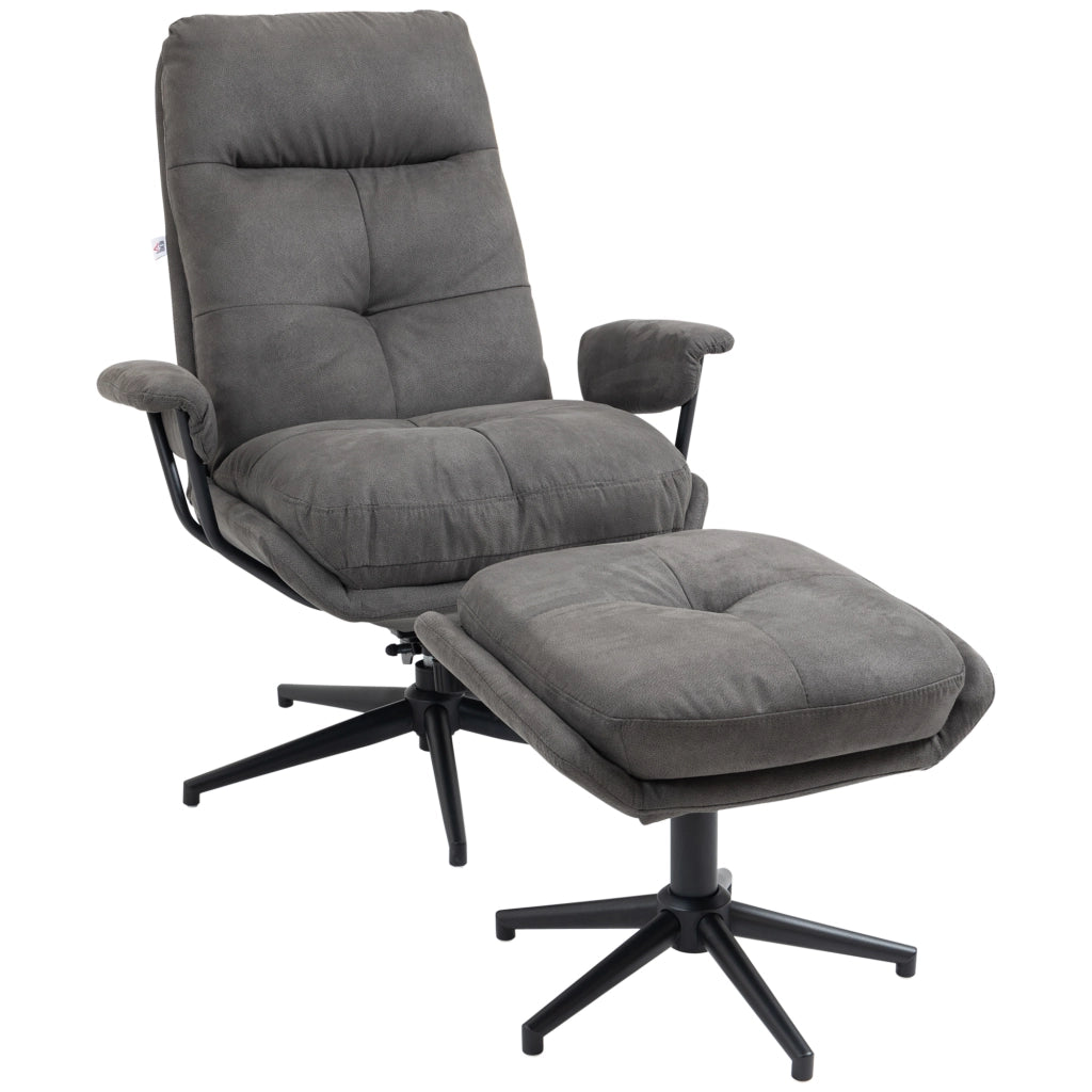 Poltrona relax con poggiapiedi ¨C zephmum ¨C schienale reclinabile, tessuto microfibra, grigio scuro