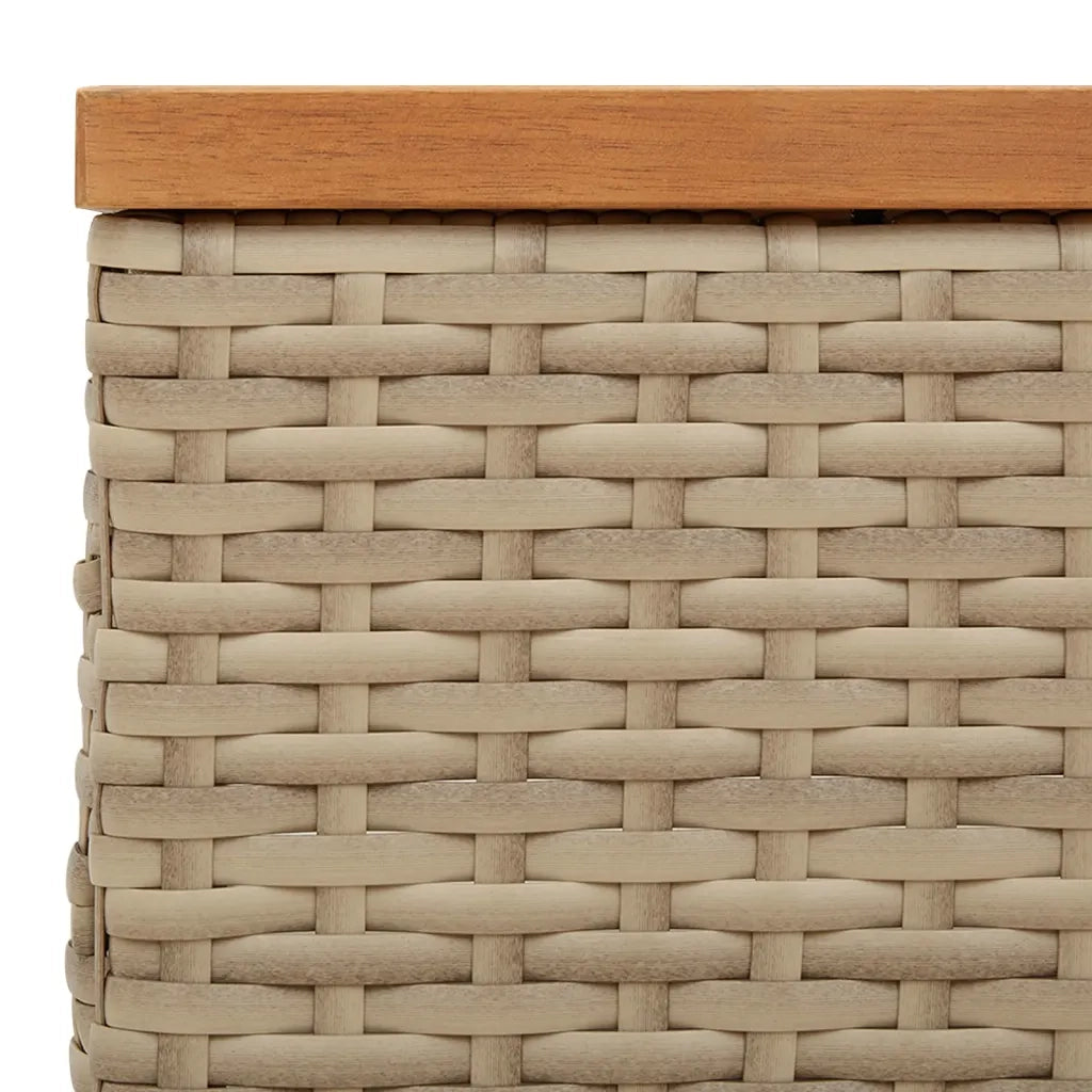 Tavolo da Giardino | Tavolino da esterno Beige 70x70x25cm in Rattan e Legno di Acacia