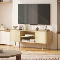Mobile TV, per televisore fino a 140 cm, con 2 ante e 2 ripiani aperti 120x34x50cm Legno naturale