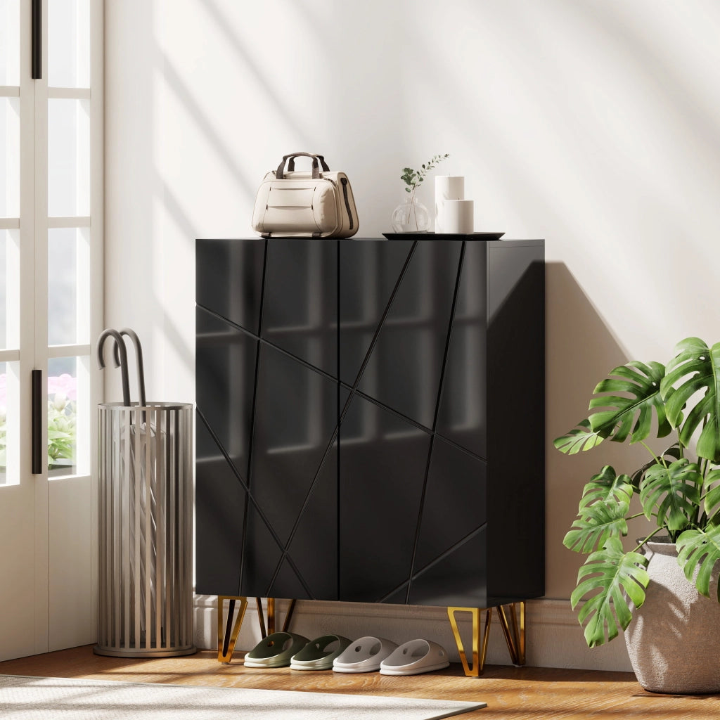 Armadio Scarpe 2 Ante ¨C zephmum ¨C Nero 72x31.5x95 cm