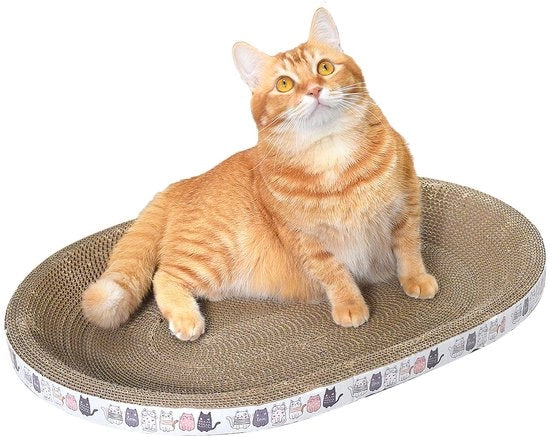 Pavimento per gatti, pavimento per gatti ovoidale, palo per gatti in cartone, alta densità, pavimento per gatti 2-in-1, affilatura delle unghie e sonno