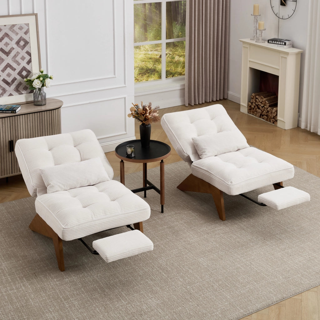 POLTRONA reclinabile 127x73x90 cm in velluto a coste beige
