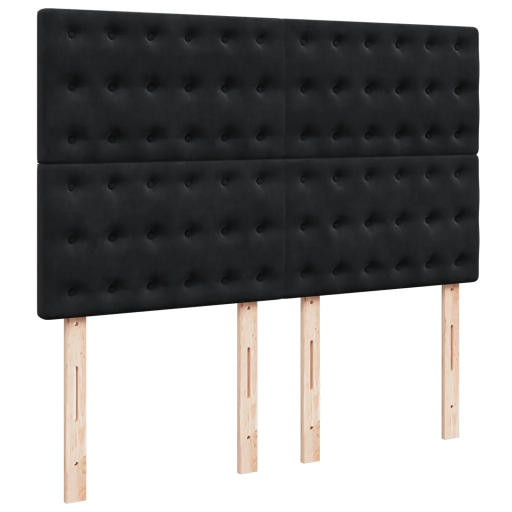 vidaXL Giroletto a Molle con Materasso Nero 160x200 cm in Velluto