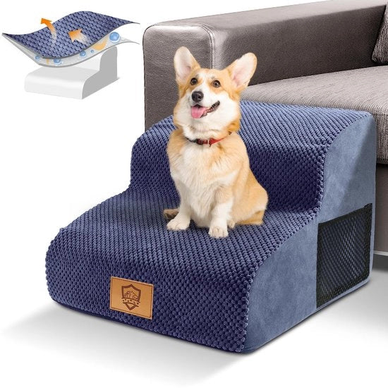 Trappola per cani per piccoli cani - Scaletta per cani a 2 gradini, realizzata con schiuma di alta densità con fodera lavabile, rimovibile e trasportabile - Ideale per casa, letto e auto - Inclusa base antiscivolo