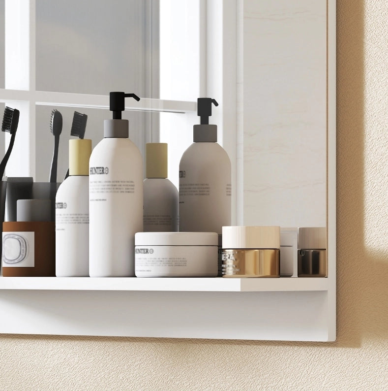 Specchio da parete bagno con ripiano bianco 50 x 60 cm