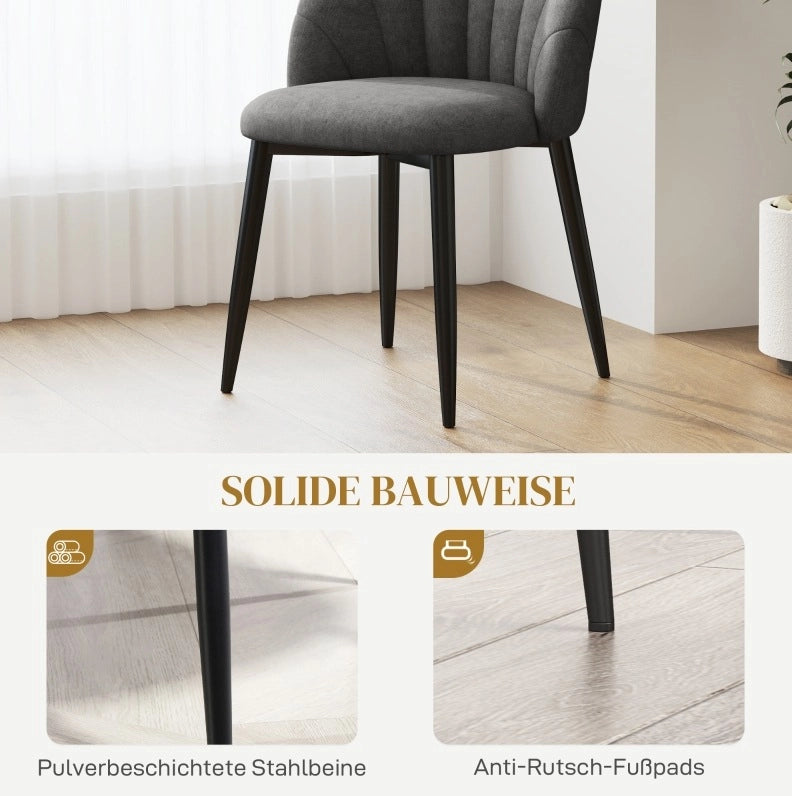 Set 4 sedie da cucina grigio scuro con gambe in acciaio