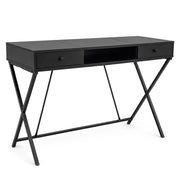Scrivania PC industriale Nero CROSSLINE 120 cm 2 cassetti 1 ripiano gambe nere