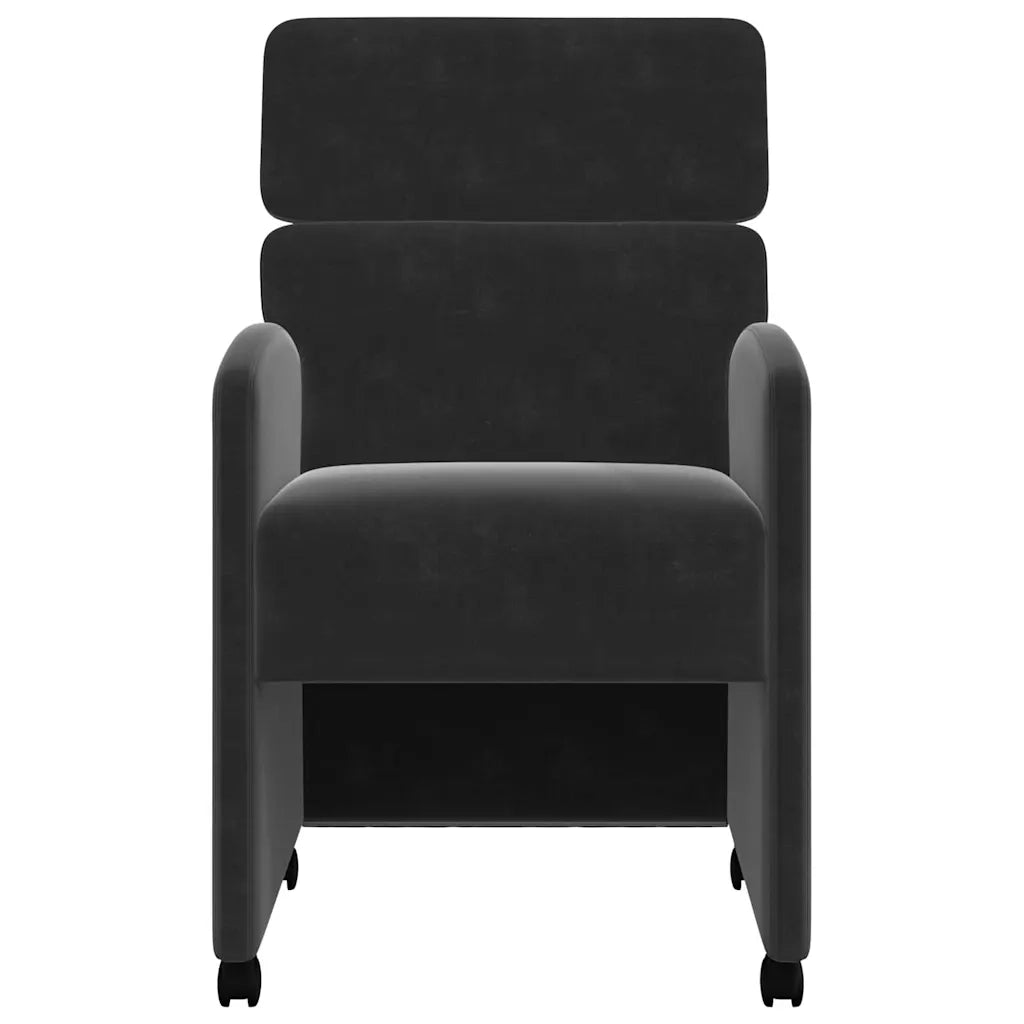 Sedie da Pranzo con Ruote 2 pz | Sedie da cucina Nero 58 x 65 x 98 cm Velluto