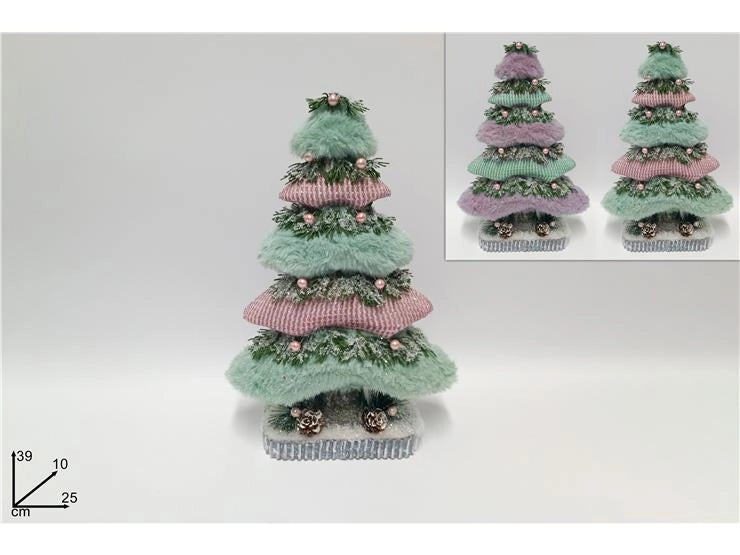 Decorazione Natale Albero Pigne Bacche con Pelliccia 39 cm