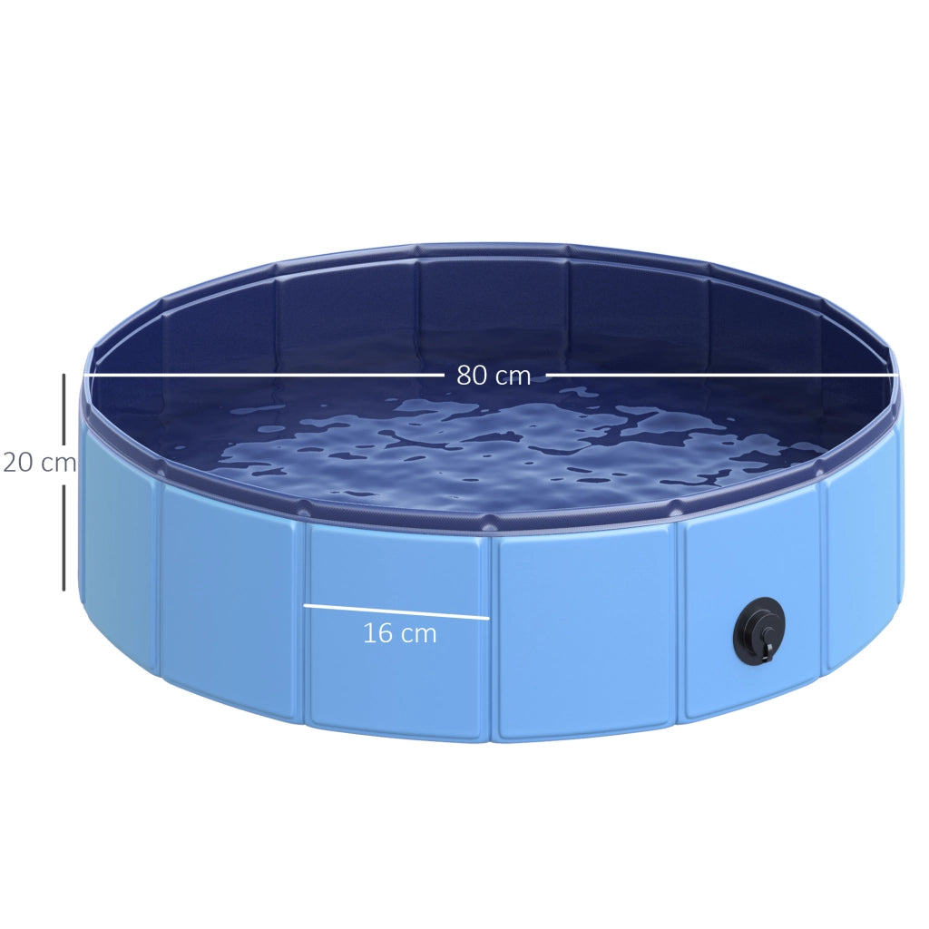 Vasca da bagno per cani e gatti pieghevole ¨C zephmum ¨C Plastica+Legno Blu ?80x20 cm