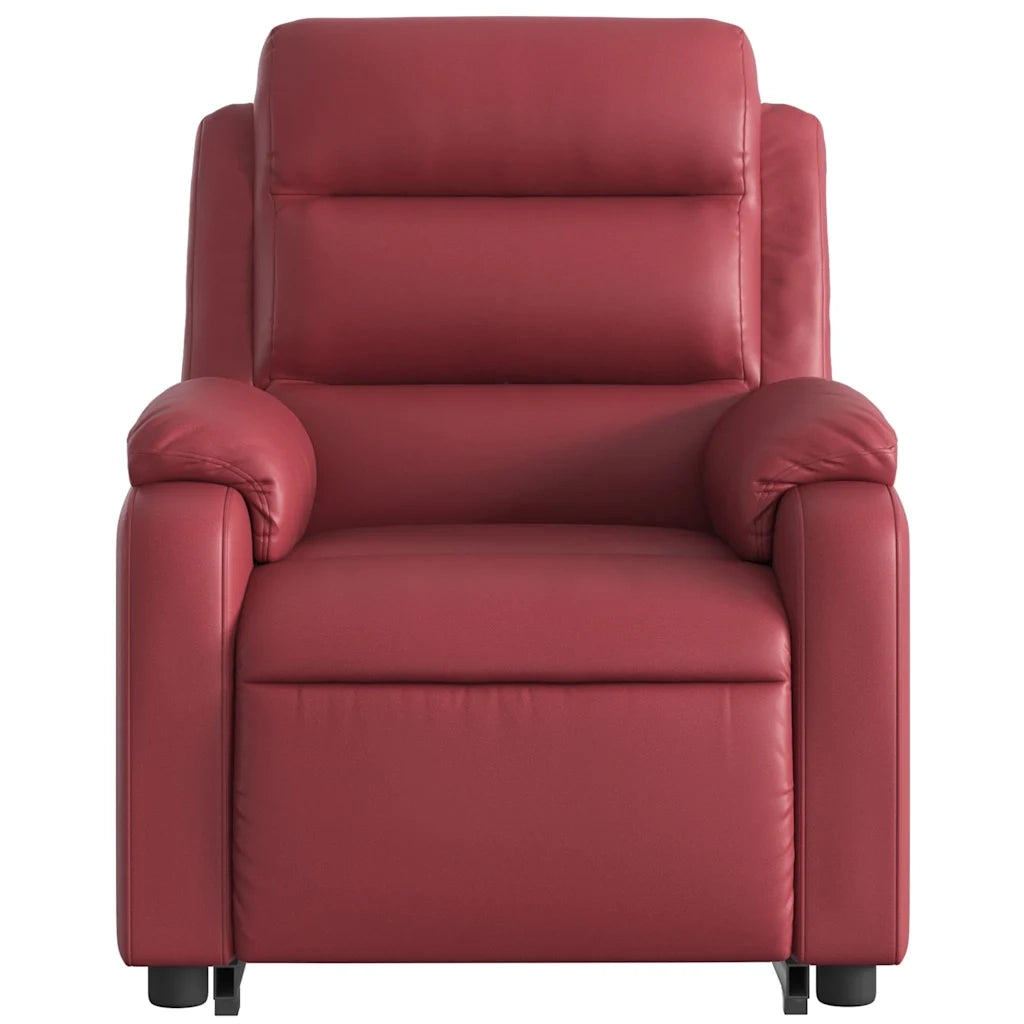 Poltrona Alzapersona Reclinabile Rosso Vino in Similpelle 3205046
