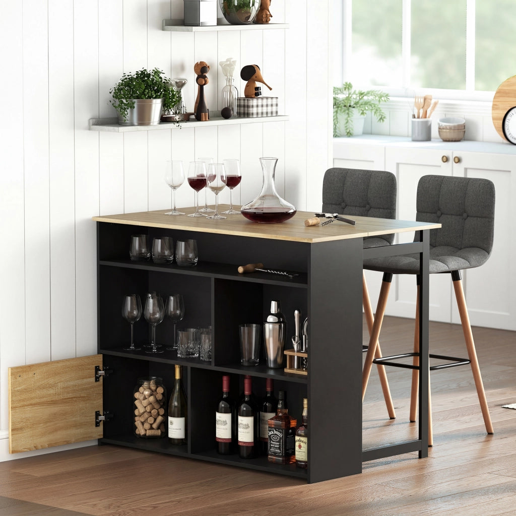 Tavolo da cucina allungabile con ripiano e scomparti ¨C Zephmum ¨C Nero 116x79.6x90.5cm
