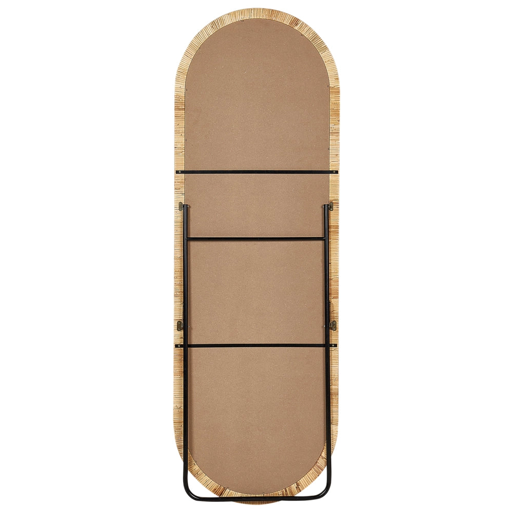 Elegante specchio da terra in rattan naturale stile boho 150x50 cm camera da letto soggiorno
