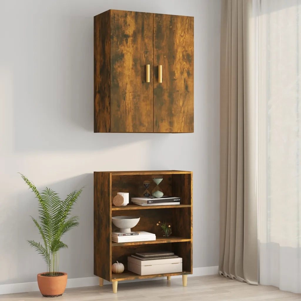 Armadietto Pensile a Parete Rovere Fumo 69,5x34x90 cm cod mxl 13067