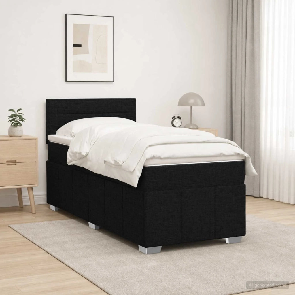 Letto box spring con materasso Nero 90 x 200 cm Tessuto 3452581