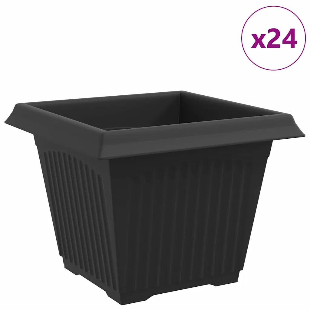 Vaso quadrato per fiori 24 pcs Nero 28,5 x 28,5 x 22 cm 42020351