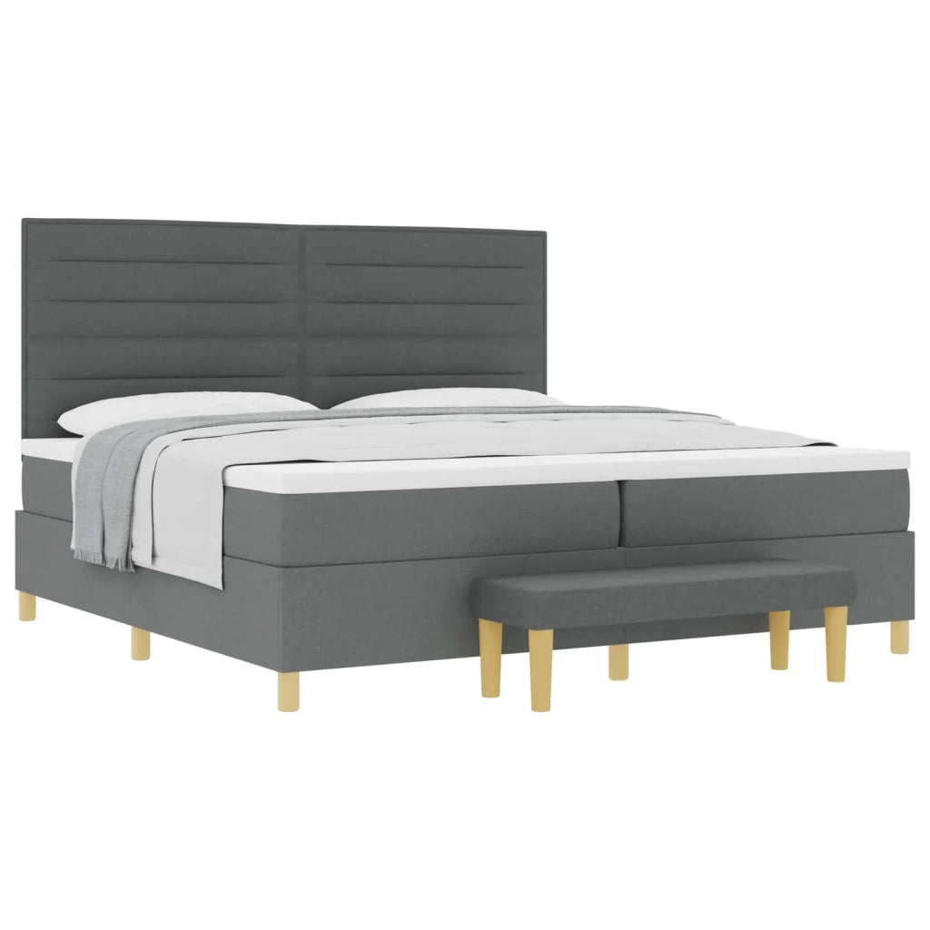 Letto a molle con materasso Grigio scuro 200 x 200 cm Tessuto