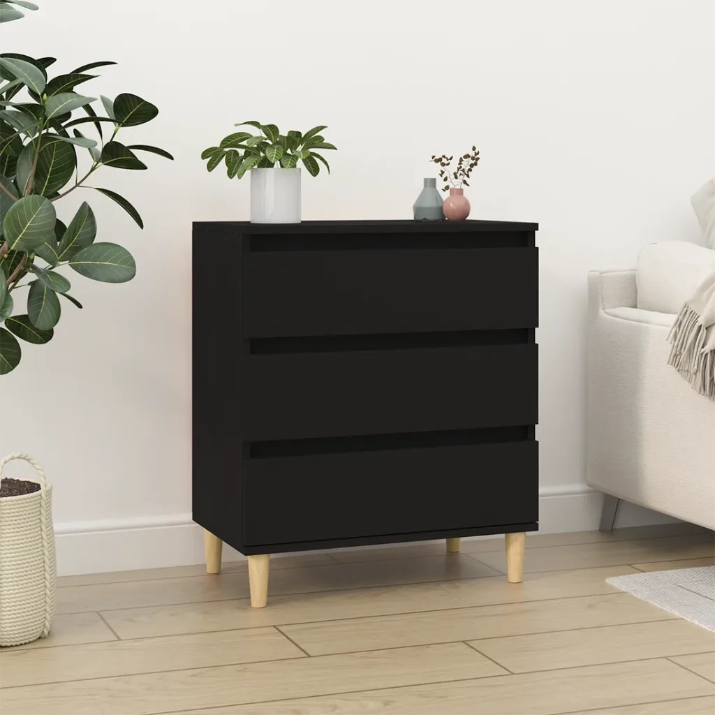 Credenza Nero 60x35x70 cm in Legno Multistrato cod mxl 27245