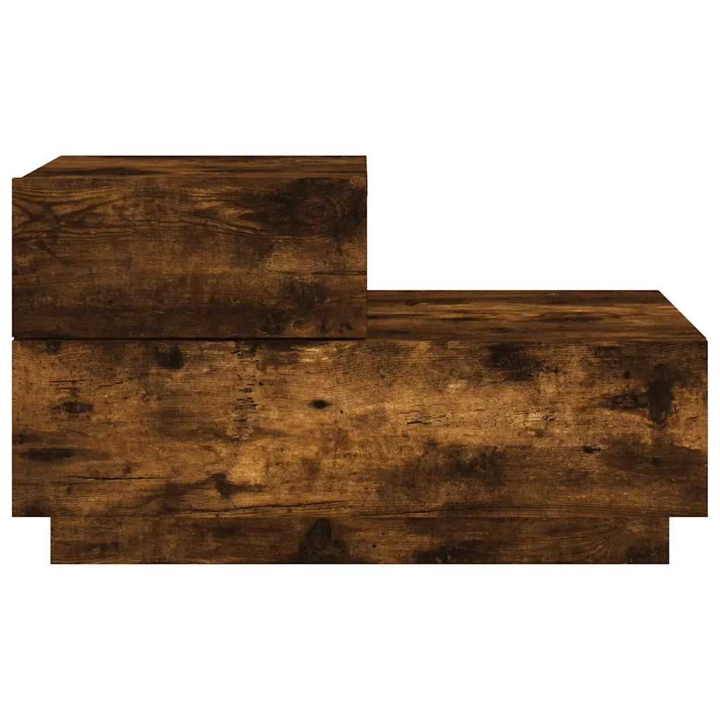 Comodino con Luci LED-Tavolino da notte Rovere Fumo 70x36x40,5 cm