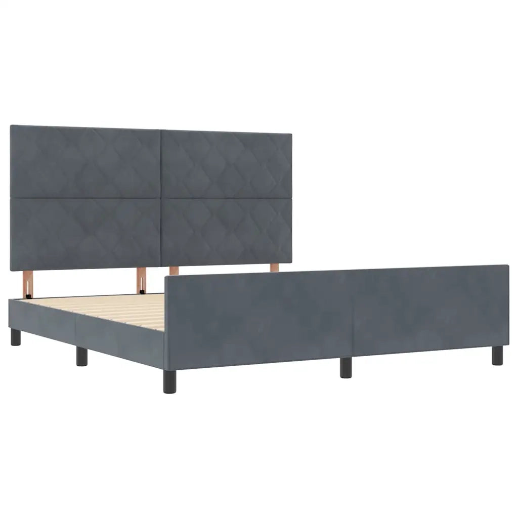 Letto a molle con testiera Grigio scuro 180 x 200 cm Velluto 3345024
